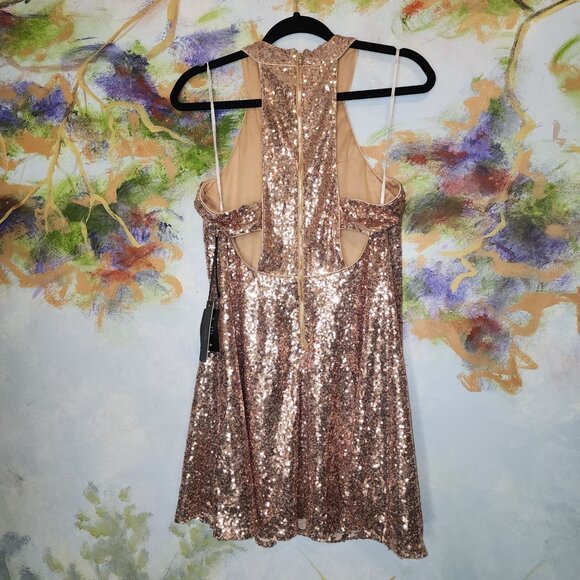 NWT Grandeur Rose Gold Sequin Cutout Dress-Lulus - Picture 7 of 7